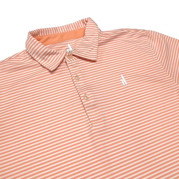 Johnnie-O Bunker Polo Shirt Boys 16 Orange Stripe Performance Embroidered Logo - Picture 1 of 11